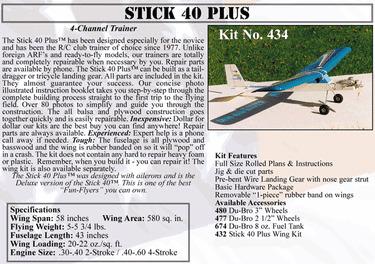 Balsa USA Stick 40 Plus 58in [kit-to-build] BUSA434