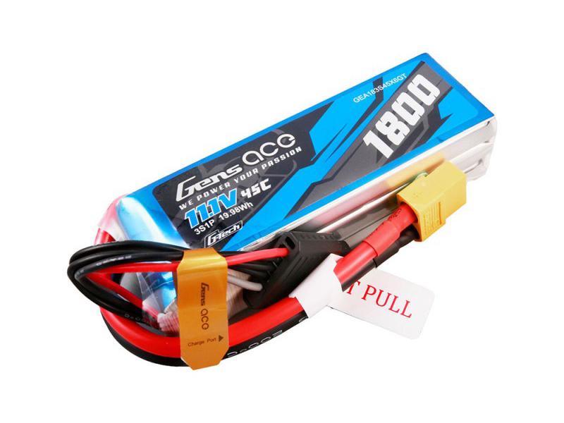 Gens Ace Li-Po G-Tech 3S 11.1V 1800mAh 45C with XT60 O-GT3S1800-45X6