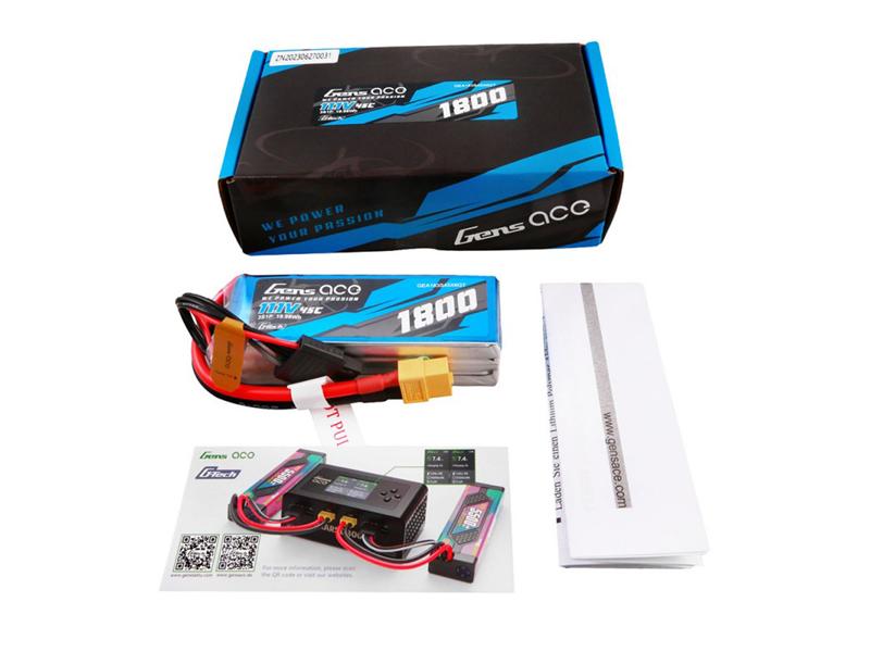 Gens Ace Li-Po G-Tech 3S 11.1V 1800mAh 45C with XT60 O-GT3S1800-45X6