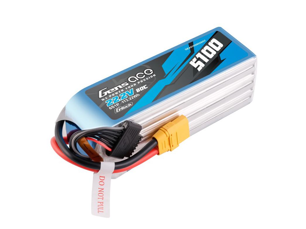 Gens Ace Li-Po G-Tech 6S 22.2V 5100mAh 80C with XT90 O-GT6S5100-80X9 ...