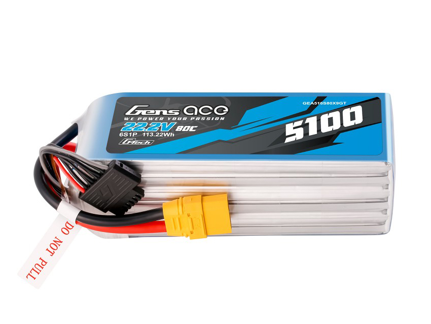 Gens Ace Li-Po G-Tech 6S 22.2V 5100mAh 80C with XT90 O-GT6S5100-80X9 ...