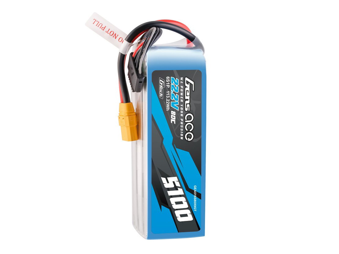 Gens Ace Li-Po G-Tech 6S 22.2V 5100mAh 80C with XT90 O-GT6S5100-80X9 ...