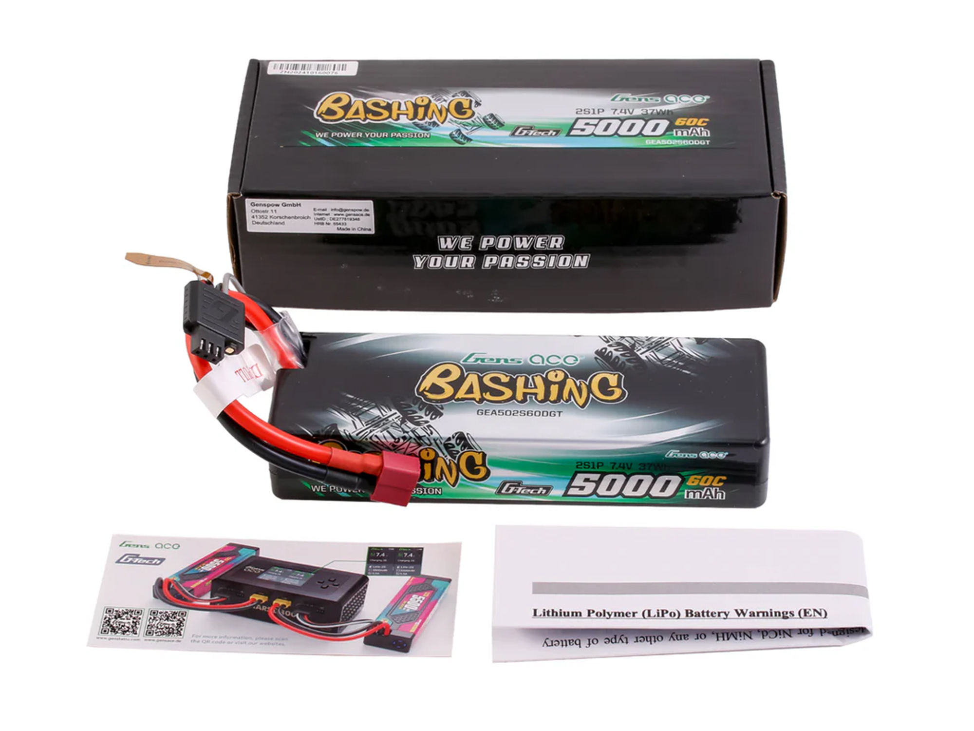 Gens Ace Li-Po G-Tech Car Hard Case 2S 7.4V 5000mAh 60C with T-Type O-GTC2S5000-60T