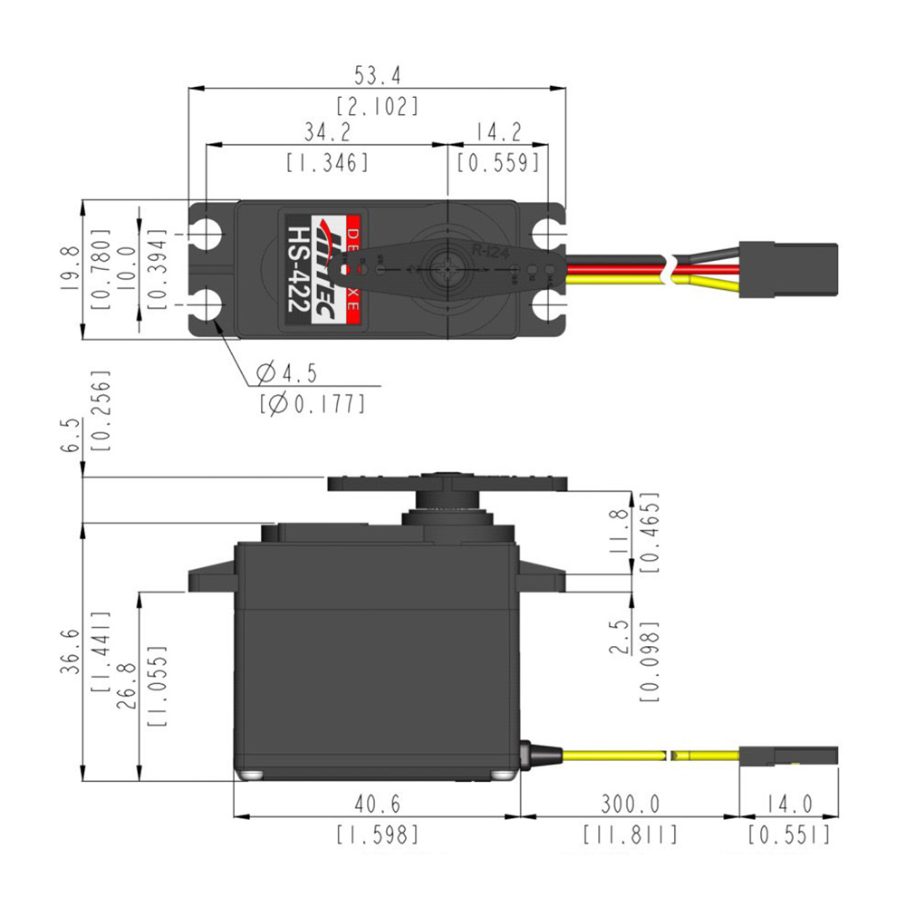 Hitec HS-422 Standard Analogue Cored Servo 45.5g 4.1kg/0.16s 4.8V - 6.0V (Bulk 10 pcs) 2213250