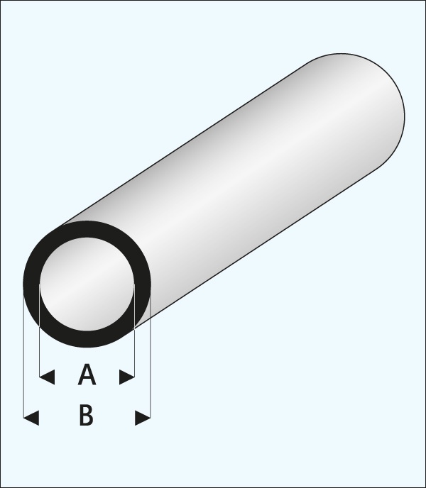 Maquette Round Tube 6.0x8.0mm Super Styrene 1000mm 419-62