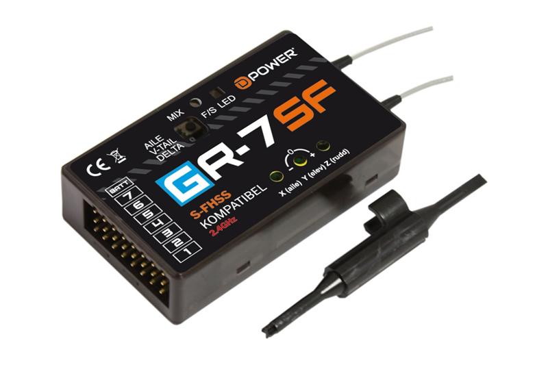 D-Power GR7SF - 7 Channel Receiver w/ 3X Gyro (S-FHSS Compatible) GR7SF