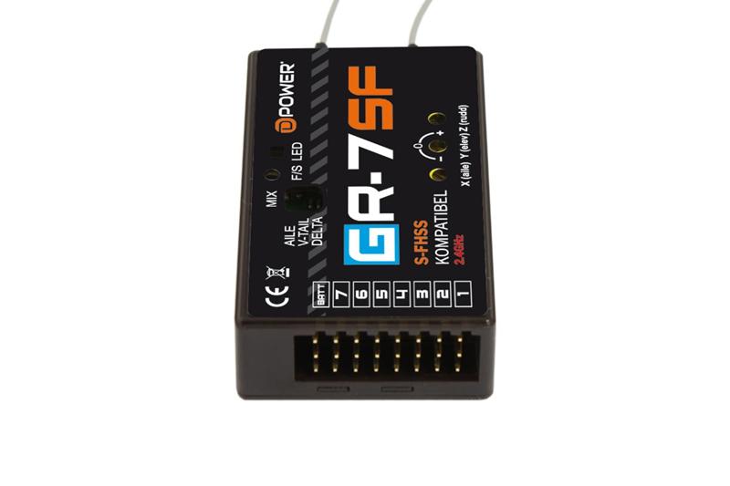 D-Power GR7SF - 7 Channel Receiver w/ 3X Gyro (S-FHSS Compatible) GR7SF