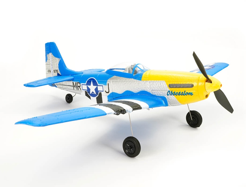 Volantex P-51D Mustang V2 4CH 400mm Brushed w/GYRO RTF - Blue V761-5V2B