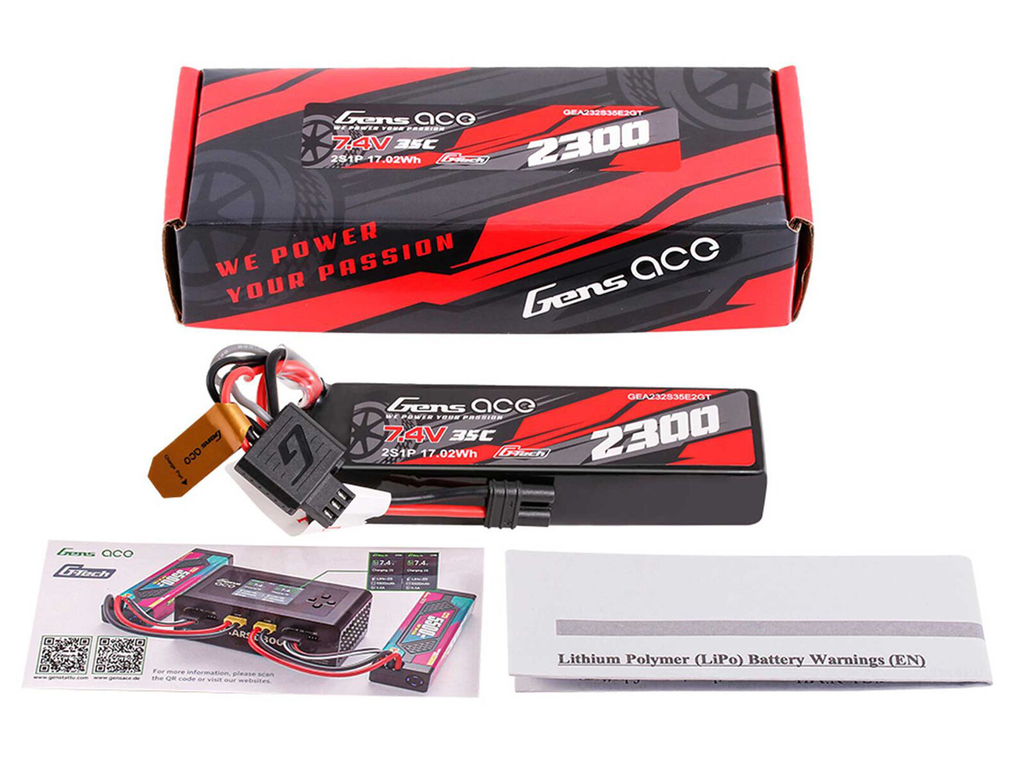 Gens Ace Li-Po G-Tech 2S Car 7.4V 2300mAh 35C with iEC2 (GROM) O-GTC2S2300-35E2