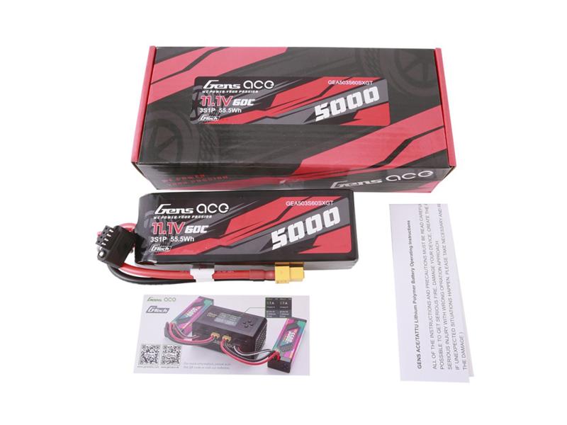 Gens Ace Li-Po Car G-Tech 3S 11.1V 5000mAh 60C with XT60 Short O-GTC3S5000S-60X6